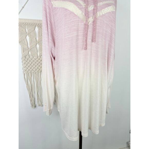 Torrid Plush Lace Inset Hoodie Pink Ombre Mauve Plus Size 3X Pullover - Picture 8 of 12